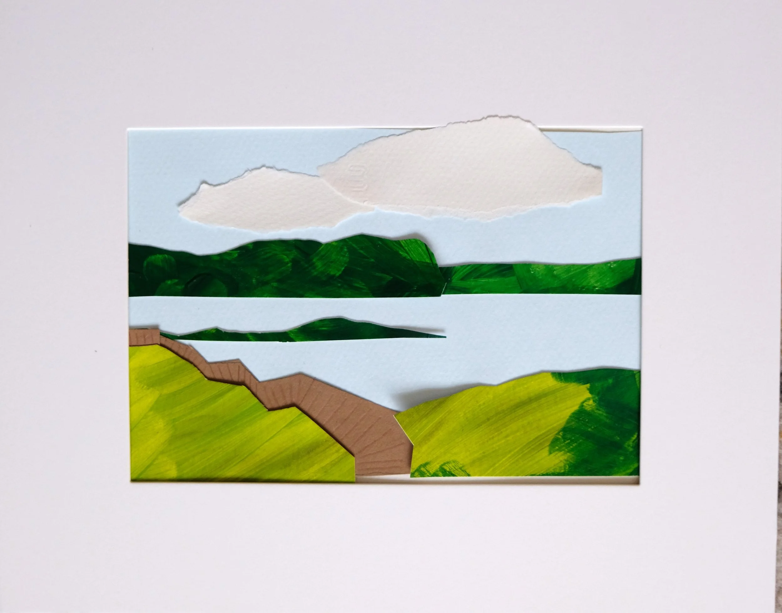 Marsh Colors, Framed Painted Paper Collage, 8x10