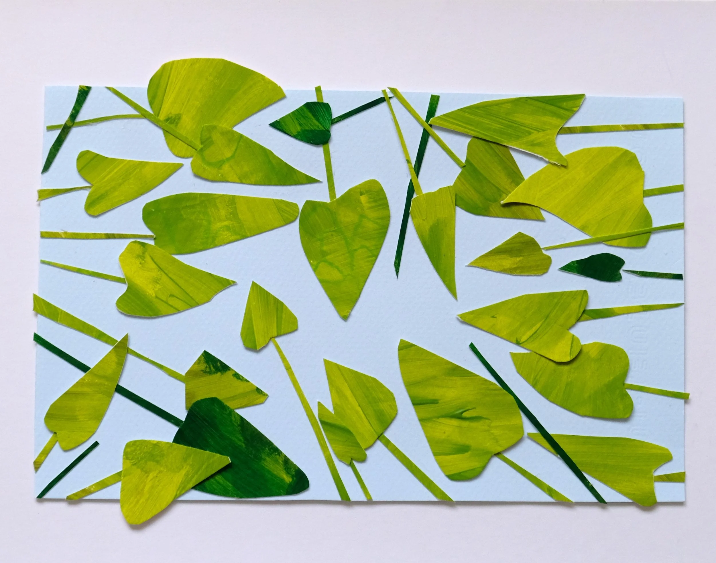 Infinite Greens, Framed Painted Paper Collage, 11x14