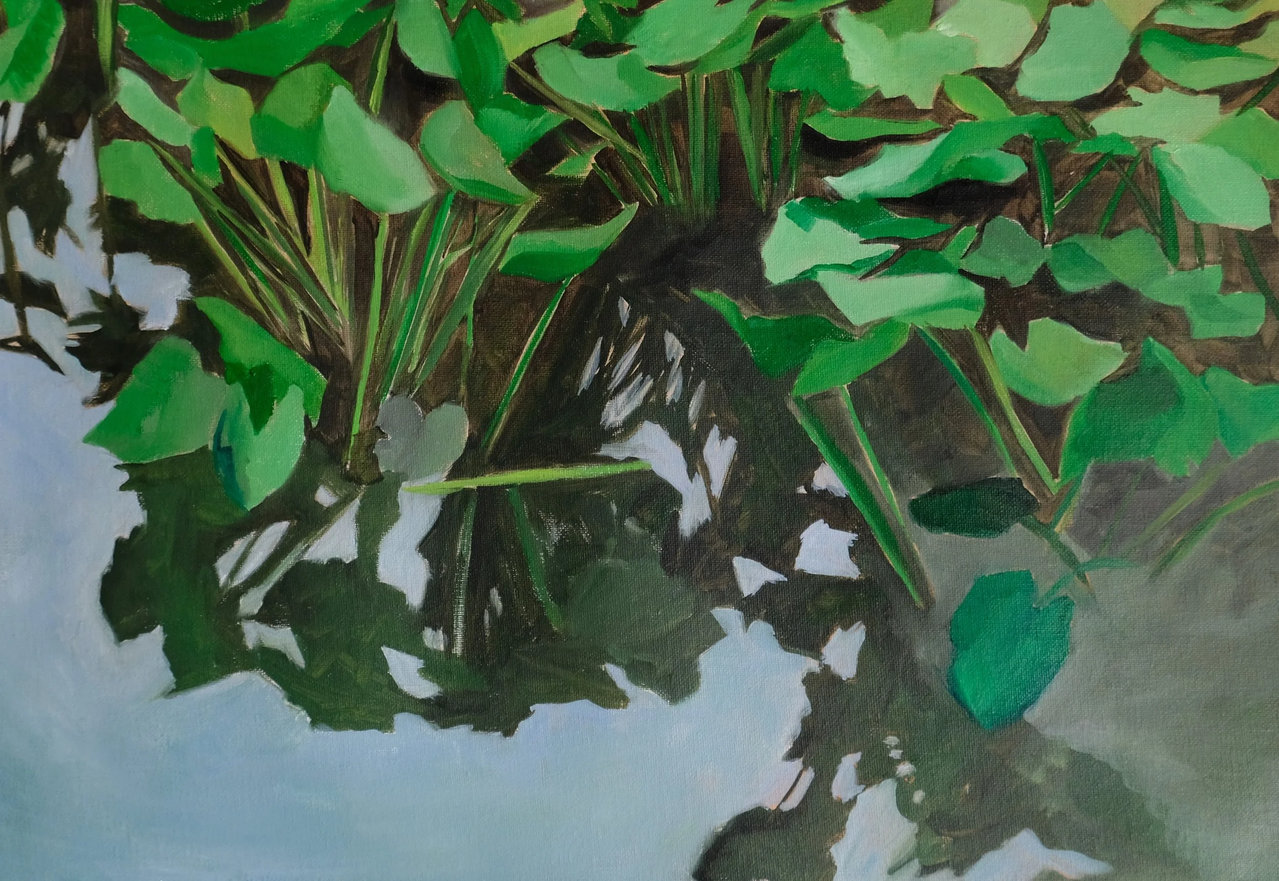 Marsh Shadows, Oil Painting on Unstretched Canvas, 14x18
