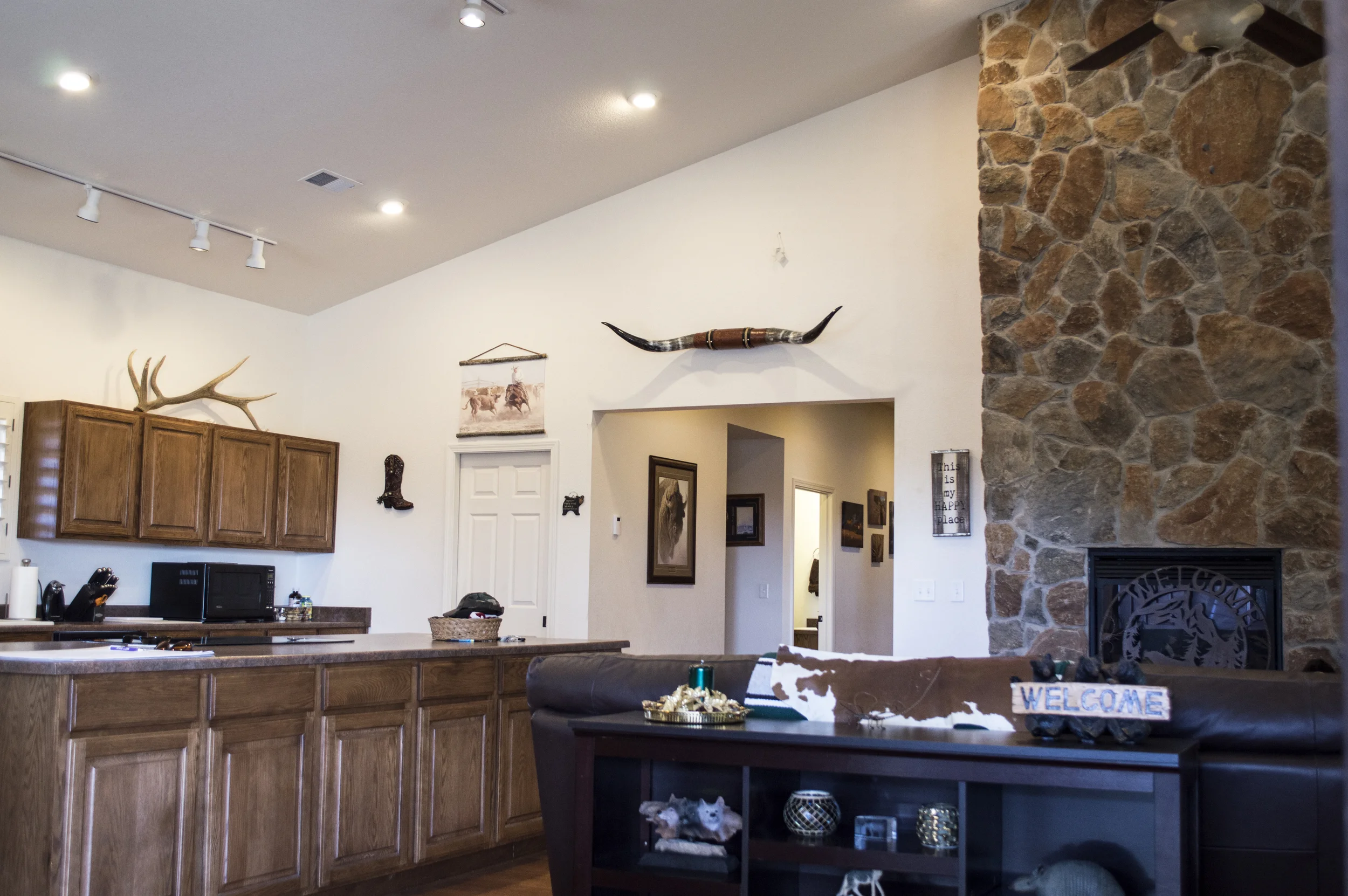 Dining room of a residential custom home near Flagstaff, Arizona.