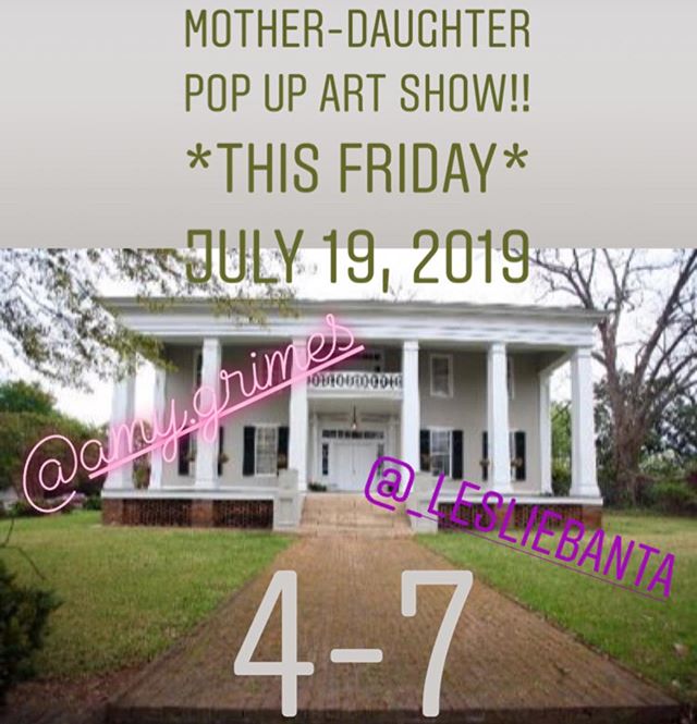 Iβm visiting my mom and weβre celebrating our creativity with a POP-UP!
Come see us for light refreshments and art for sale! Friday, 19 July from 4-7
Collier-Grimes House
Downtown Tuscaloosa
See amazing artwork by @amy.grimes and originals & prints from my cloud collection βοΈ πCheers! ~Leslie
.
#artpopup #tuscaloosa #artshow
