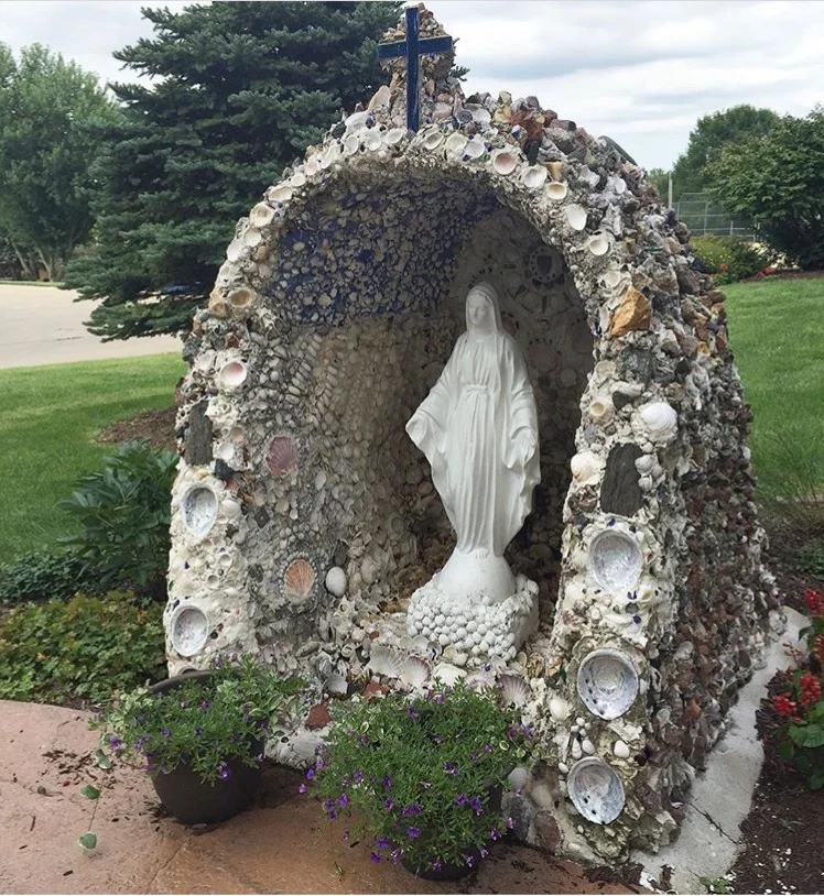 Large detailed Mary Grotto in front of St. Joseph's Church, Key West Dubuque