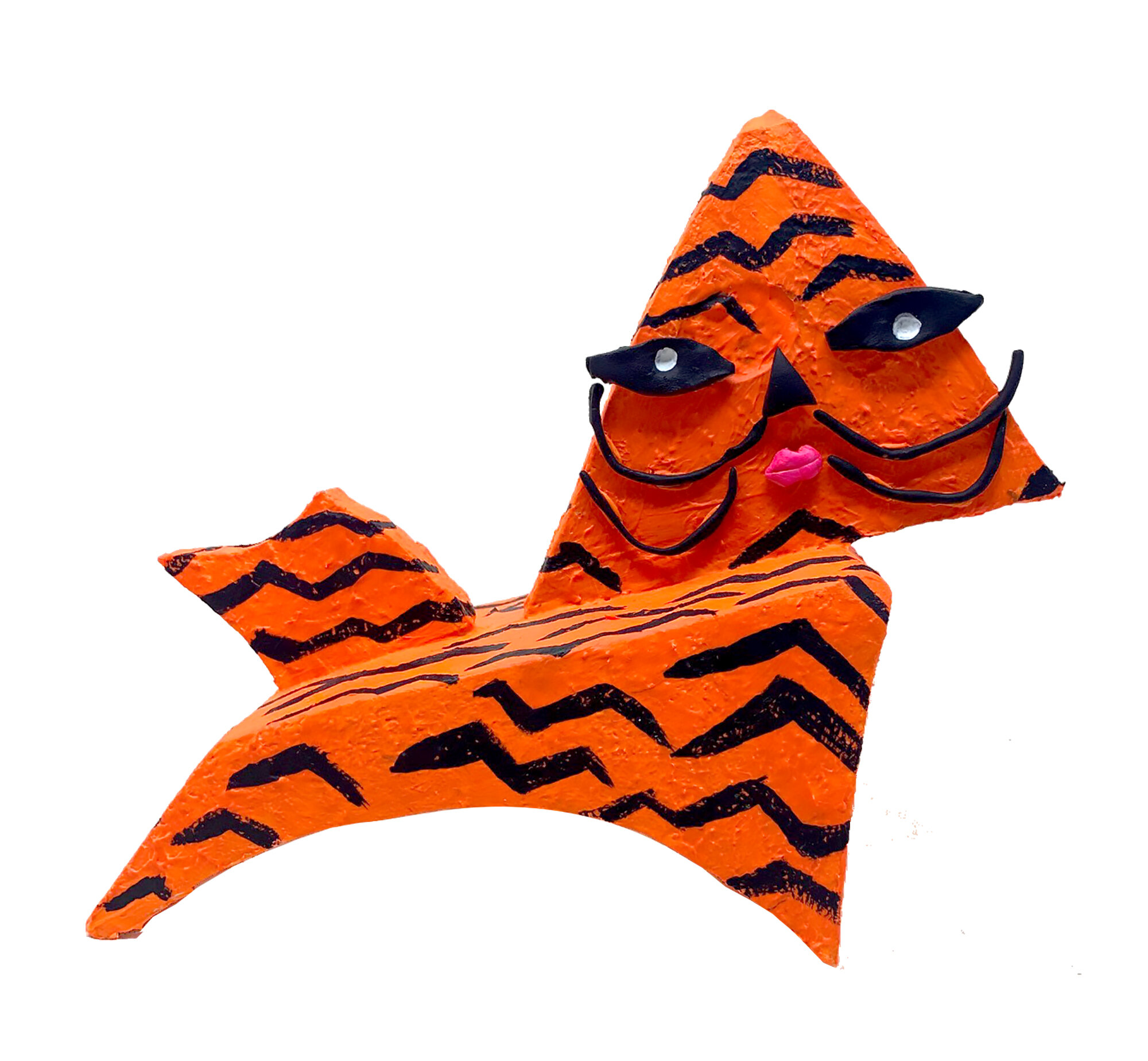 “Cheetoh”, 2020. 9 x 8 x 4 in. Wood, acrylic paint.