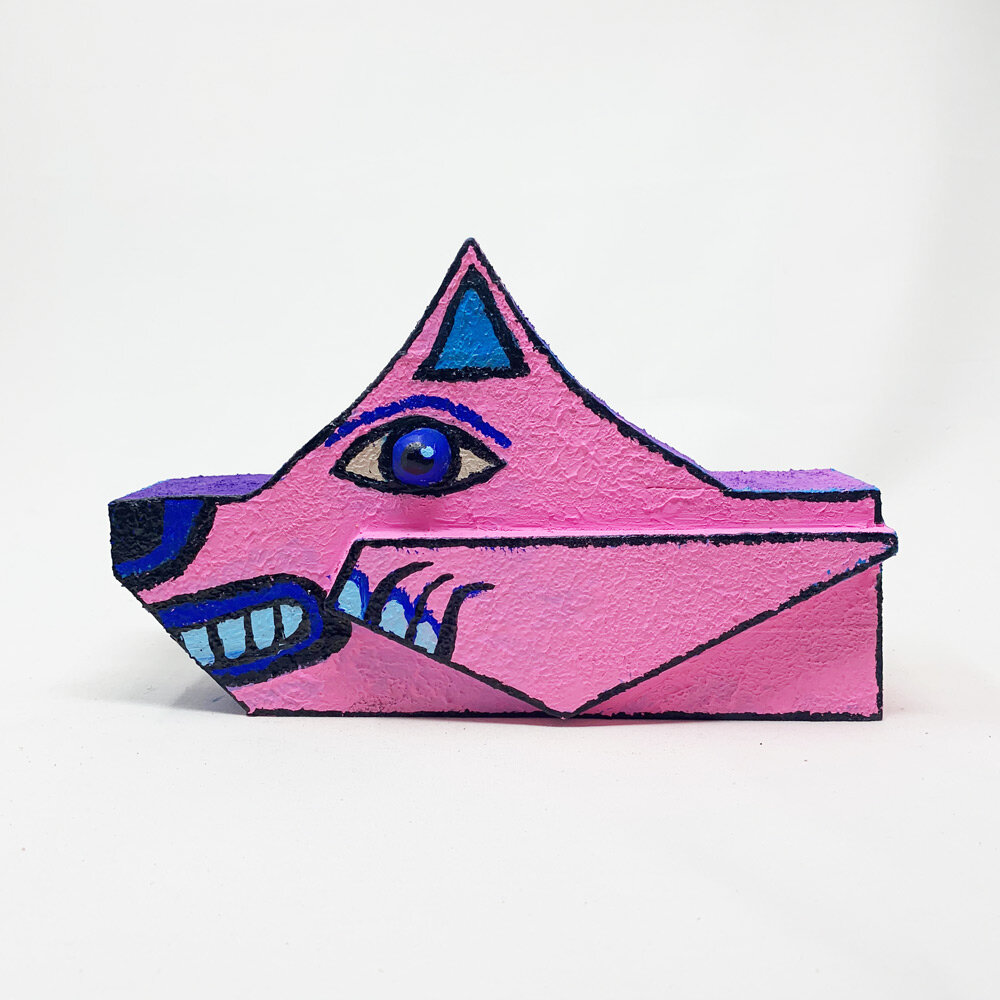  “Pink Slip”, 2020.  6x10x2 in. Wood, acrylic paint. 