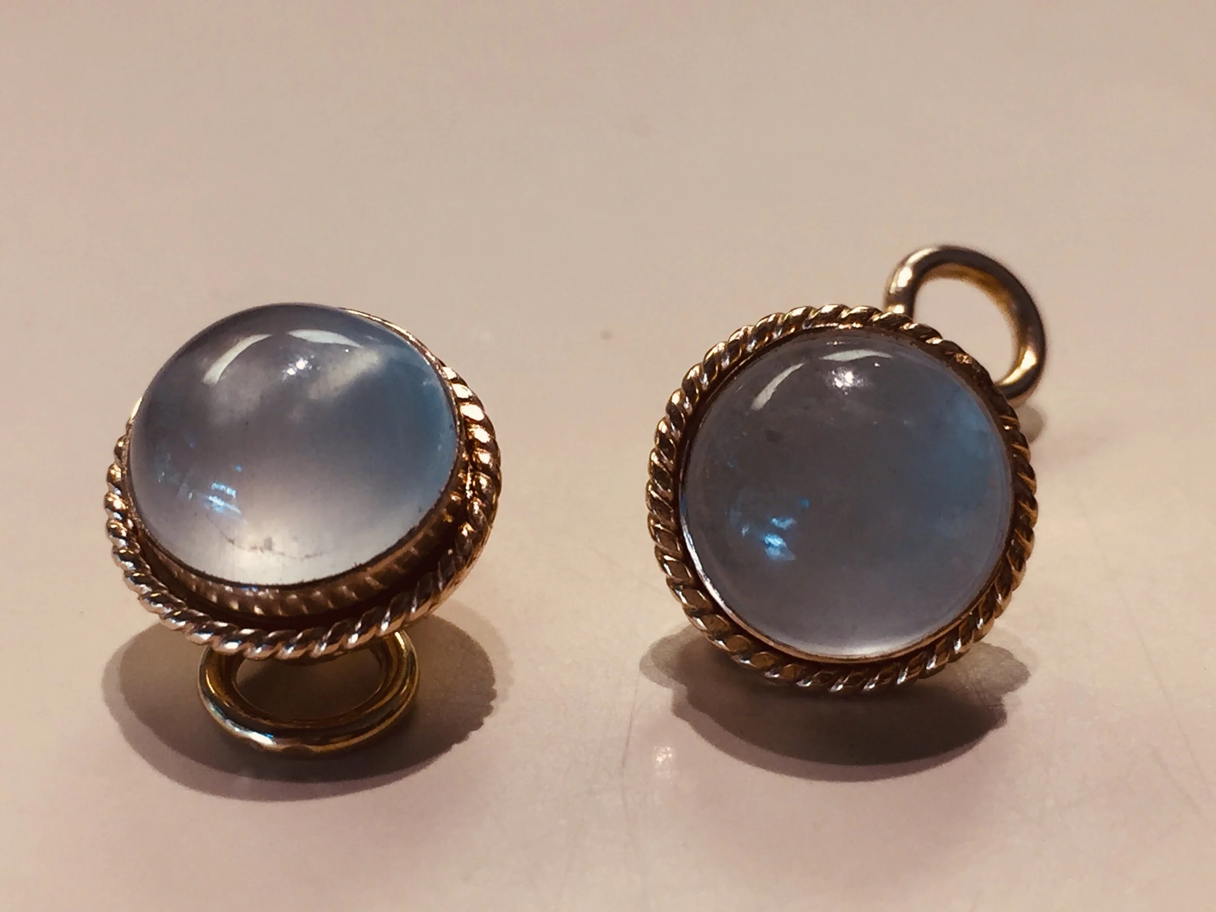 Aquamarine ,14kY Gold Leverback Ear Studs. (Copy)
