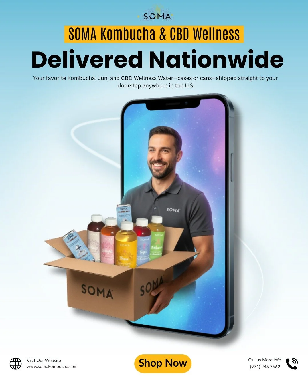 Good vibes, great gut health&mdash;anywhere in the U.S.! 🚚

SOMA Kombucha &amp; CBD Wellness Water are now available for nationwide shipping. Stock up your fridge with your favorite probiotic drinks and feel amazing, no matter where you are

#kombuc