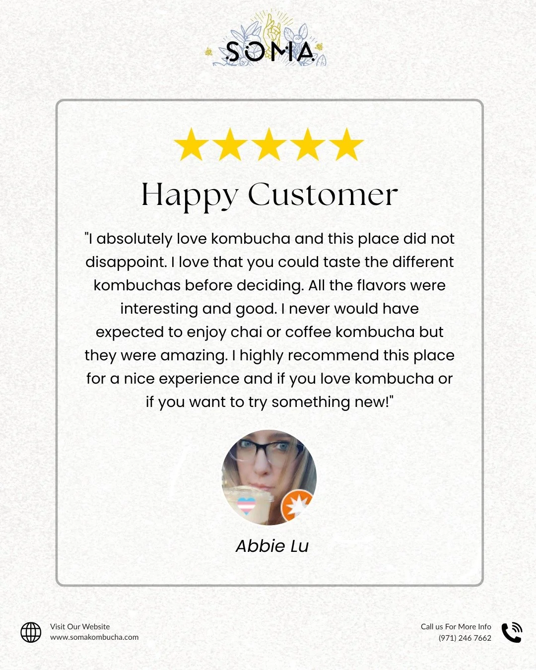 Making your day is our mission. ❤ Thank you, Abbie Lu, for sharing this wonderful review! We're thrilled we could give you a &quot;nice experience.&quot; That moment of discovery and delight is everything to us.

Come feel the happy difference SOMA m