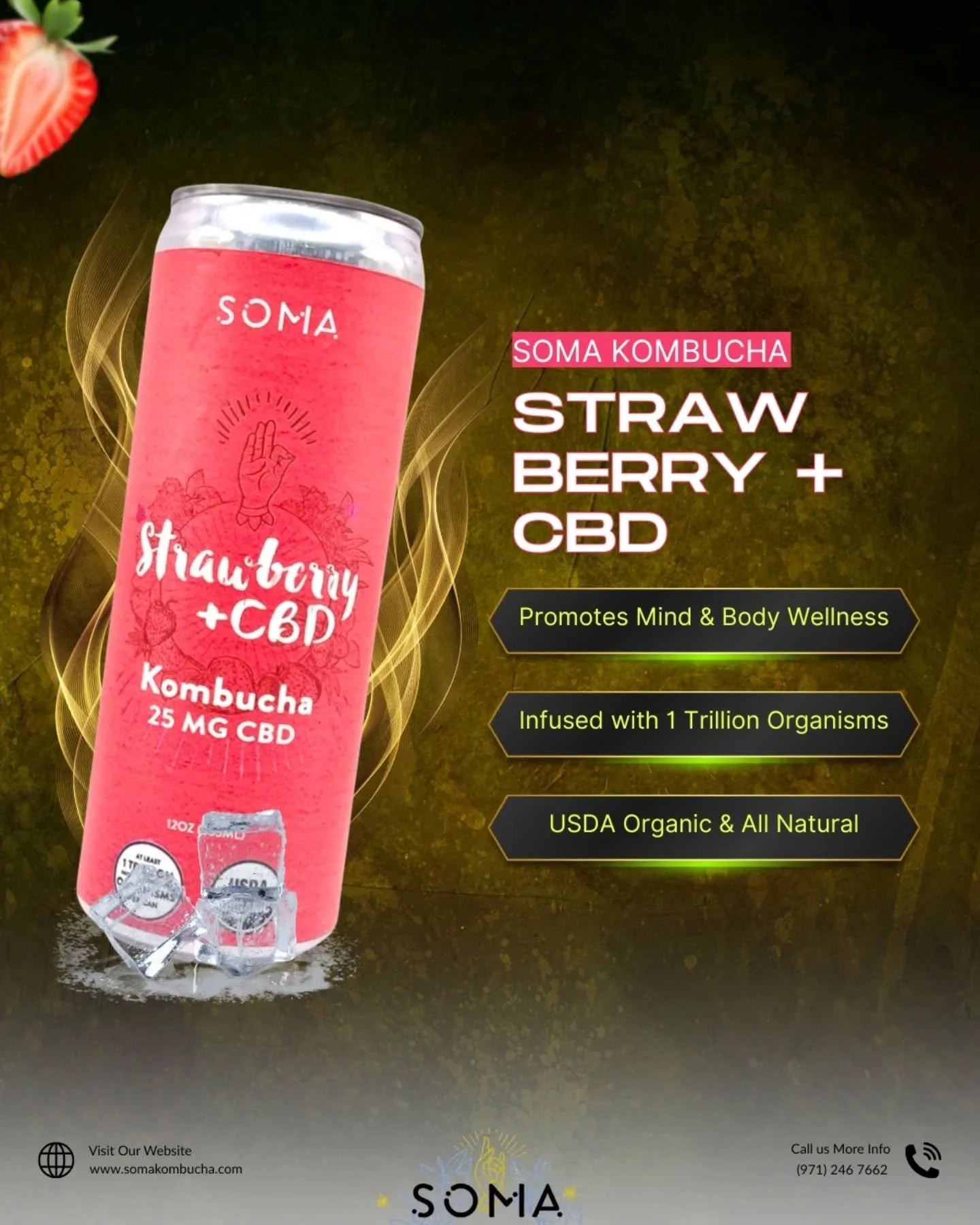 Your gut needs a spa day, and so does your brain. 🧖&zwj;♀️
.
Ditch the boring wellness routine. Our Strawberry CBD Kombucha is the delicious, bubbly shortcut to calm. It's packed with 1 Trillion Probiotic Organisms for your belly and a gentle CBD li