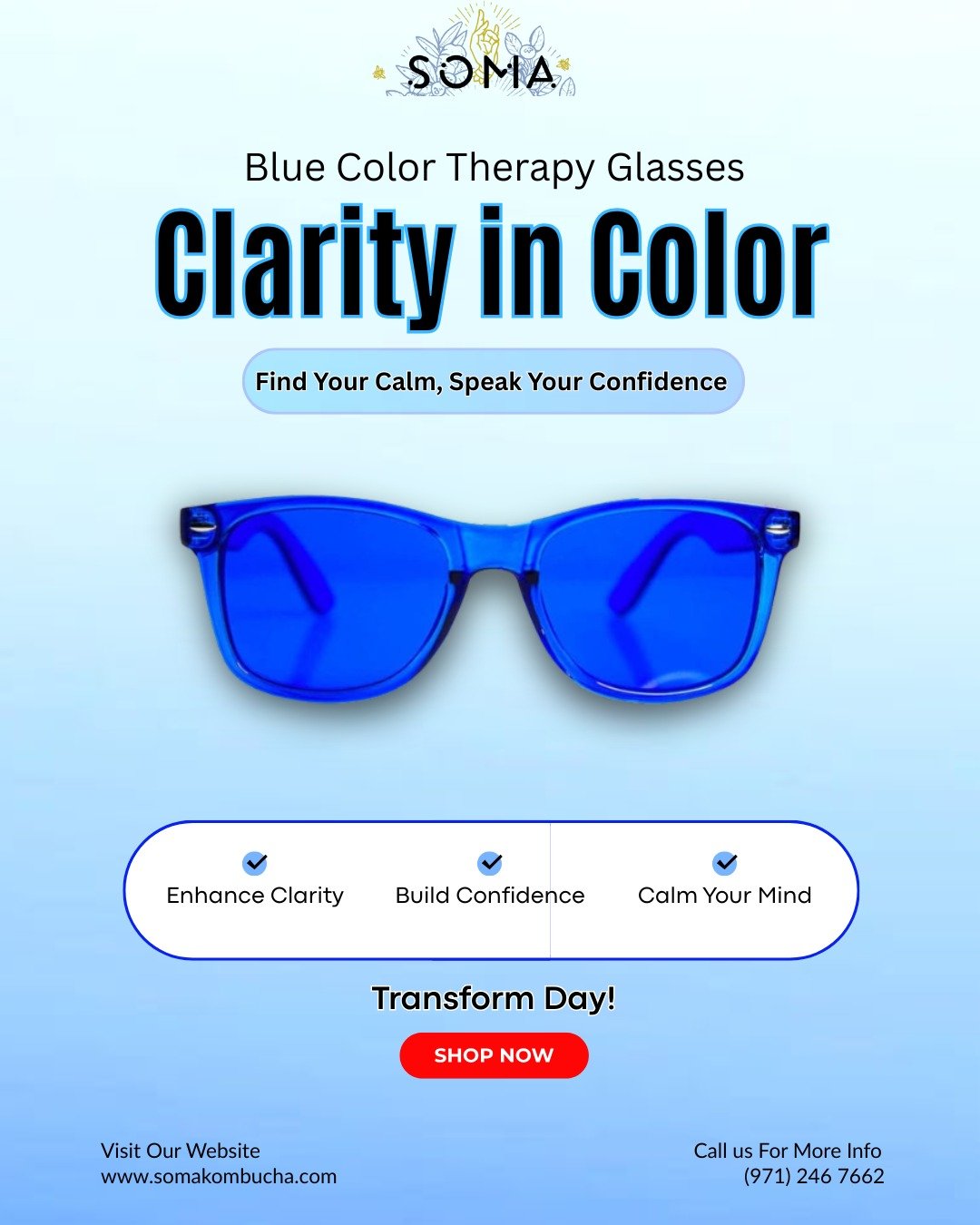 True confidence starts from within. Find your calm, clear center with our Blue Color Therapy Glasses. 💙

Designed to help you tap into a state of mental clarity and relaxation, these glasses are your new secret weapon for confident communication. Wh