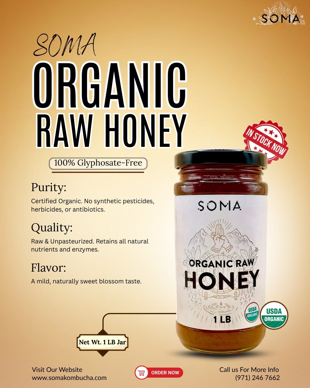 Pure, potent, and packed with goodness. This is honey the way nature intended. ✨

We&rsquo;re so proud to introduce SOMA Organic Raw Honey, crafted for those who refuse to compromise on quality. Every jar is a promise of purity, from the blossom to t