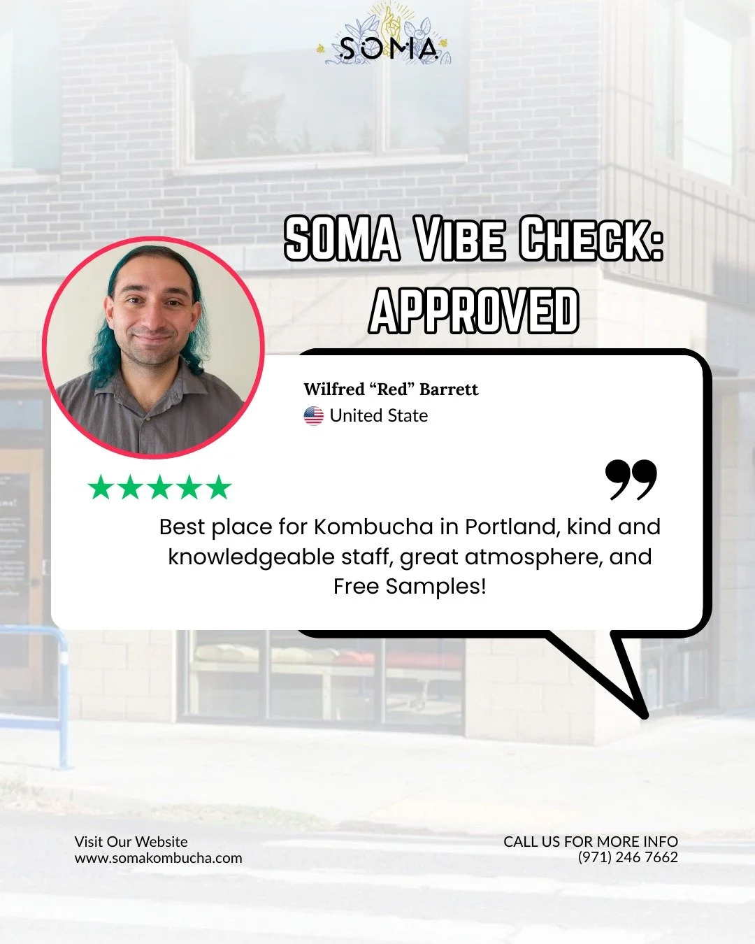 💛 Our customer&rsquo;s words mean everything to us.

Great vibes, amazing kombucha, and free samples all at SOMA. You&rsquo;re always welcome

#kombucha #kombuchatea #probiotics #guthealth #fermentation #booch #wellness #wellnessjourney #holistichea