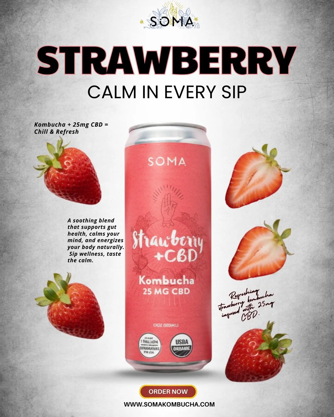 Meet the balance in a bottle 🍓 Strawberry CBD Kombucha &ndash; refreshing probiotic kombucha infused with 25mg CBD.

Sip wellness. Taste calm. Feel the difference
.
.
#kombucha #kombuchatea #probiotics #guthealth #fermentation #booch #wellness #well