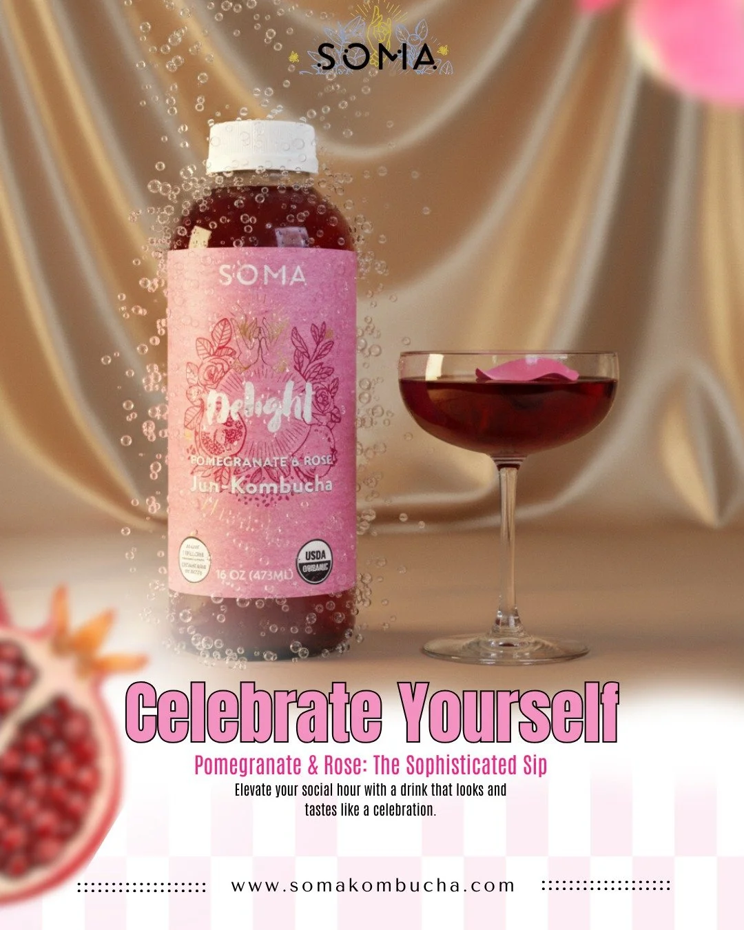 Who says healthy can't be fancy? 🌹🥂 Delight is the floral, fizzy, and fabulous way to celebrate any occasion.

#SomaDelight #RoseKombucha #FloralSips #SelfCareDaily #RadiantHealth#CraftKombucha #HealthyDrinks #WellnessJourney #MindfulDrinking #Seat