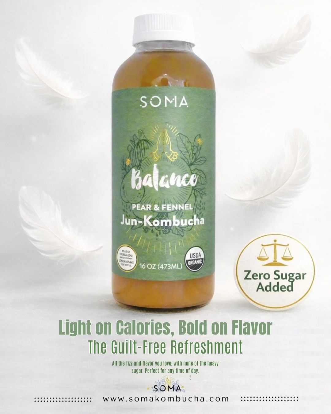 Lighten up your routine. 🍐🍃 Enjoy the complex notes of Pear and Fennel without worrying about the calorie count.

#LowCalorie #SomaBalance #HealthyChoices #GuiltFreeSips #CleanLabel#WorkFromHome #DeepWork #SomaBalance #OfficeEssentials #BrainFuel