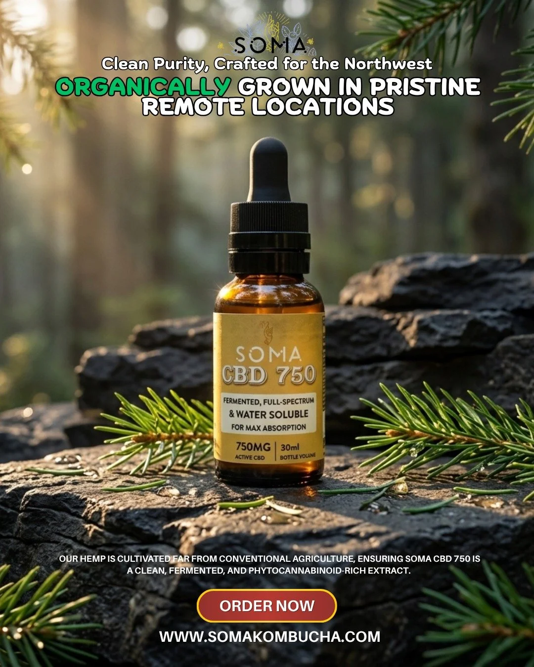 Pure nature, bottled for your balance. 🌿 Sourced from remote locations far from pollution, Soma CBD 750 is as clean as it gets. Experience the difference of truly organic, fermented hemp extract. Order your bottle today.

#OrganicHemp #SomaCBD750 #C