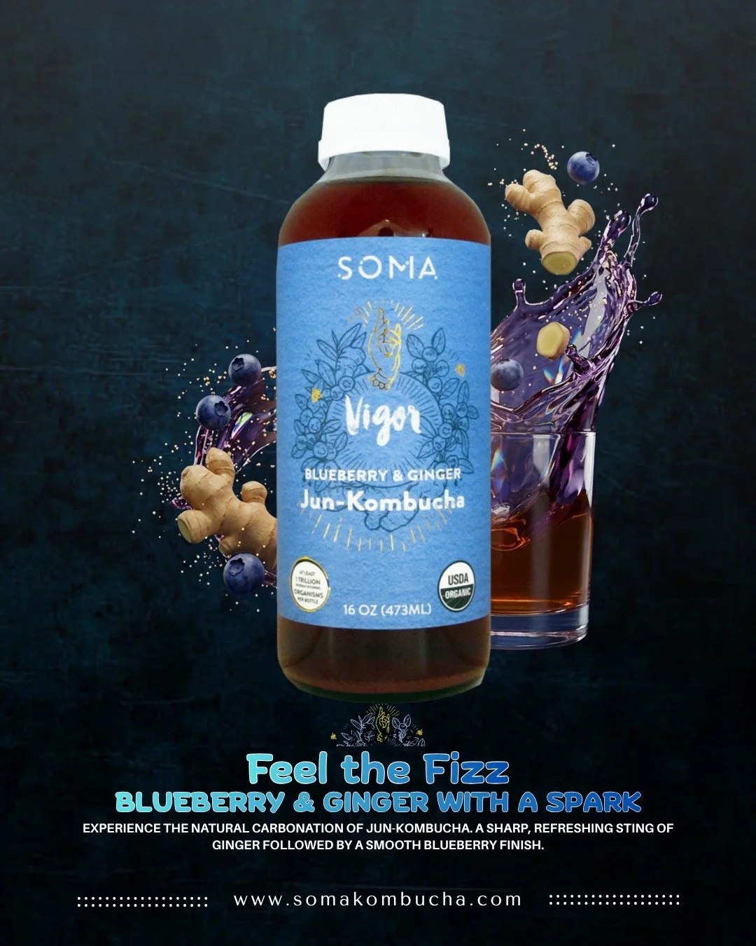 Hear that pop? 🫐💥 That&rsquo;s the sound of raw, living energy. Vigor is naturally effervescent and perfectly balanced for your mid-day slump.

#SomaVigor #Effervescence #NaturalFizz #BlueberryGinger #CleanEnergy#Fermentation #Seattle #PNW #Kombuch
