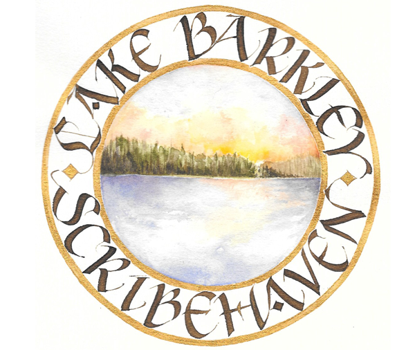 “Scribehaven” by Vicki Brandt Walnut ink and watercolor on Arches text wove paper 5.5" x 5.5"