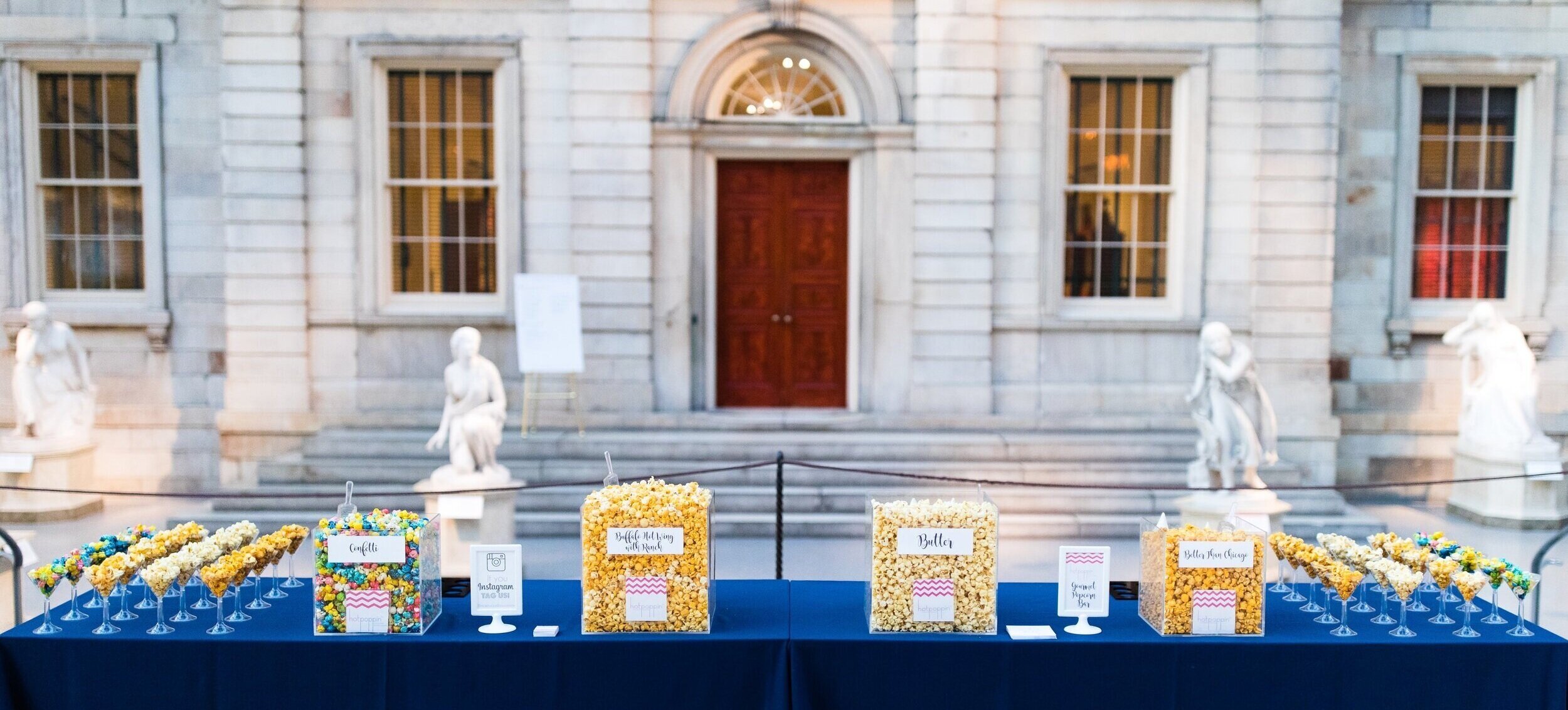 Popcorn bar setup for an event at the Met Museum