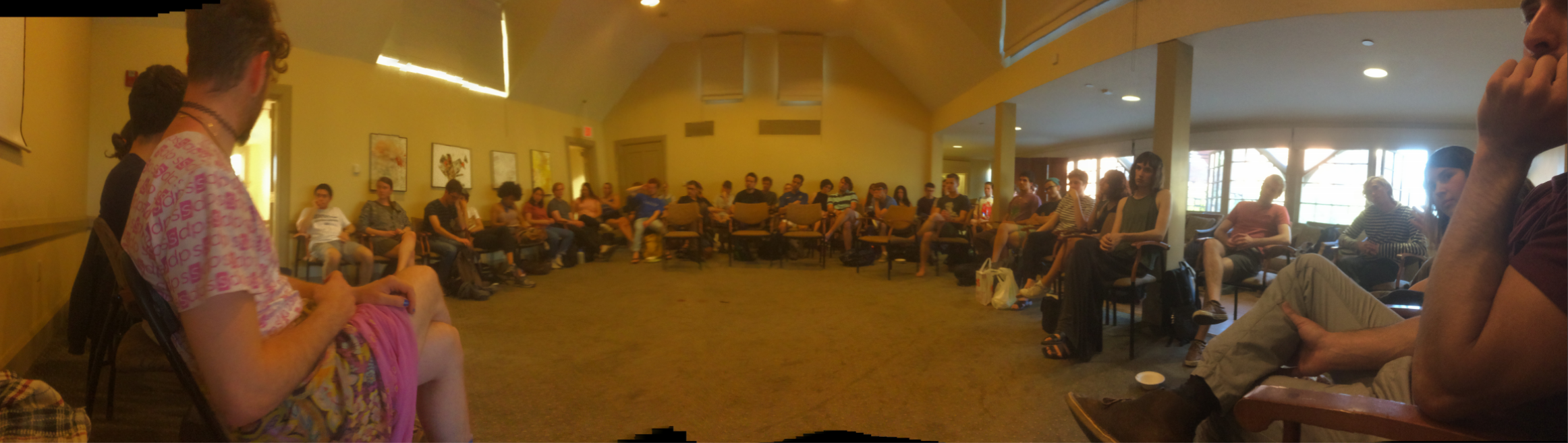 students gather in Brown RISD Hillel for the event.