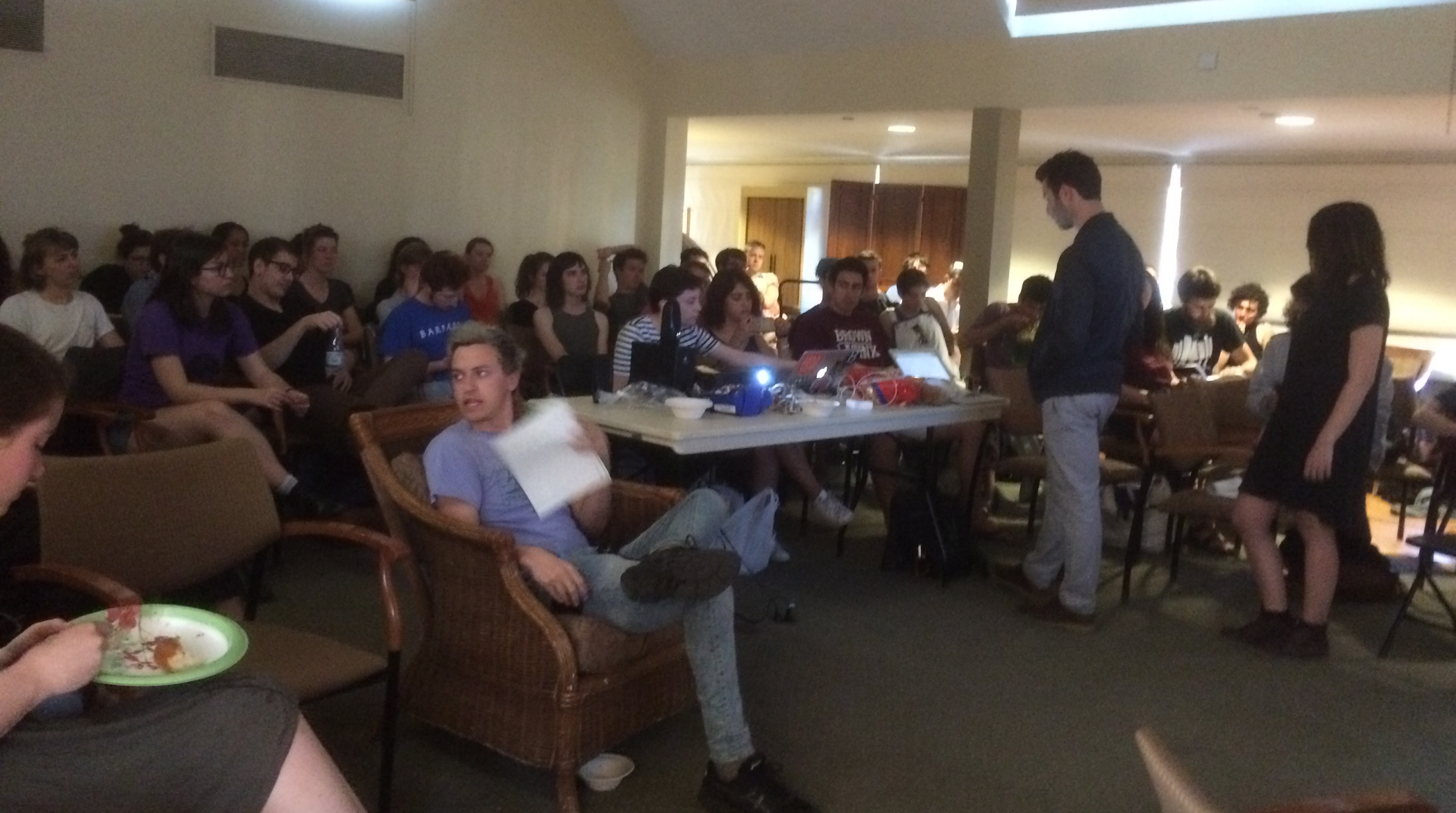 Students gather in Brown/risd Hillel for the event.