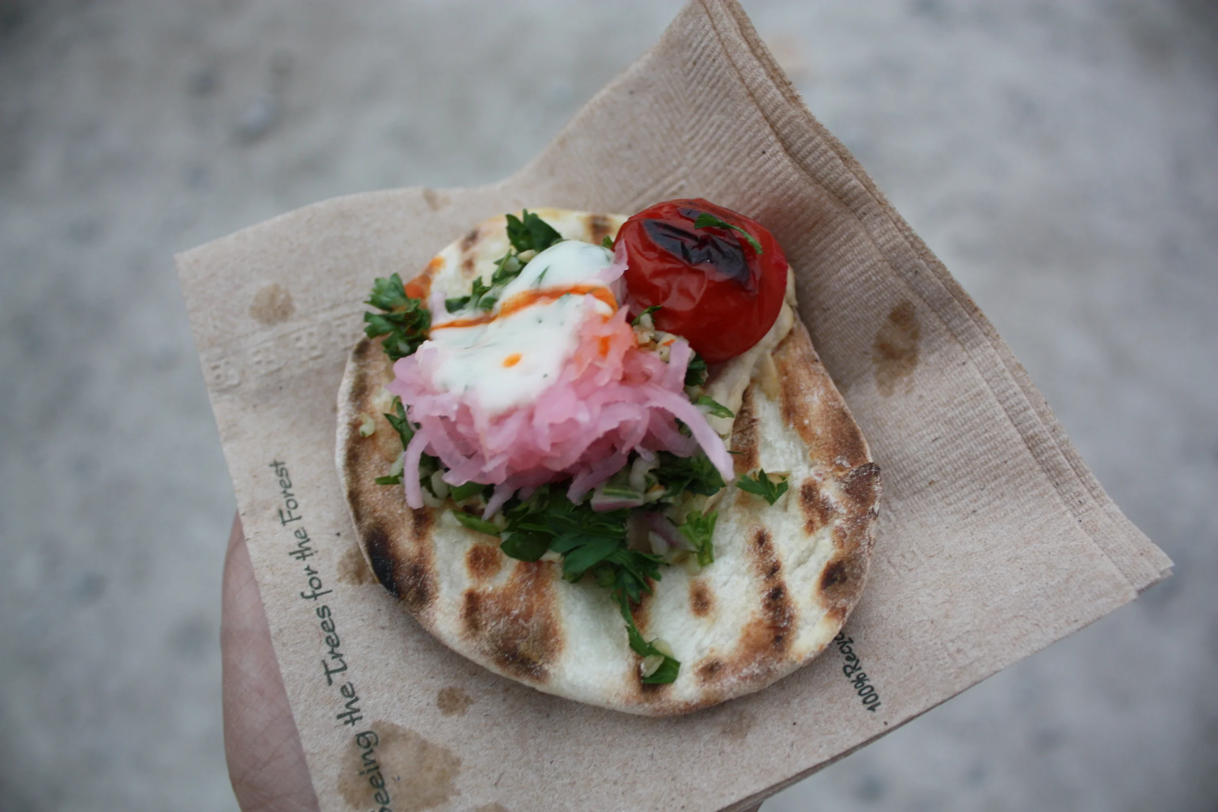 Vegetarian Shawarma - Pickled Turnip, Garlic Sauce, Hot Sauce