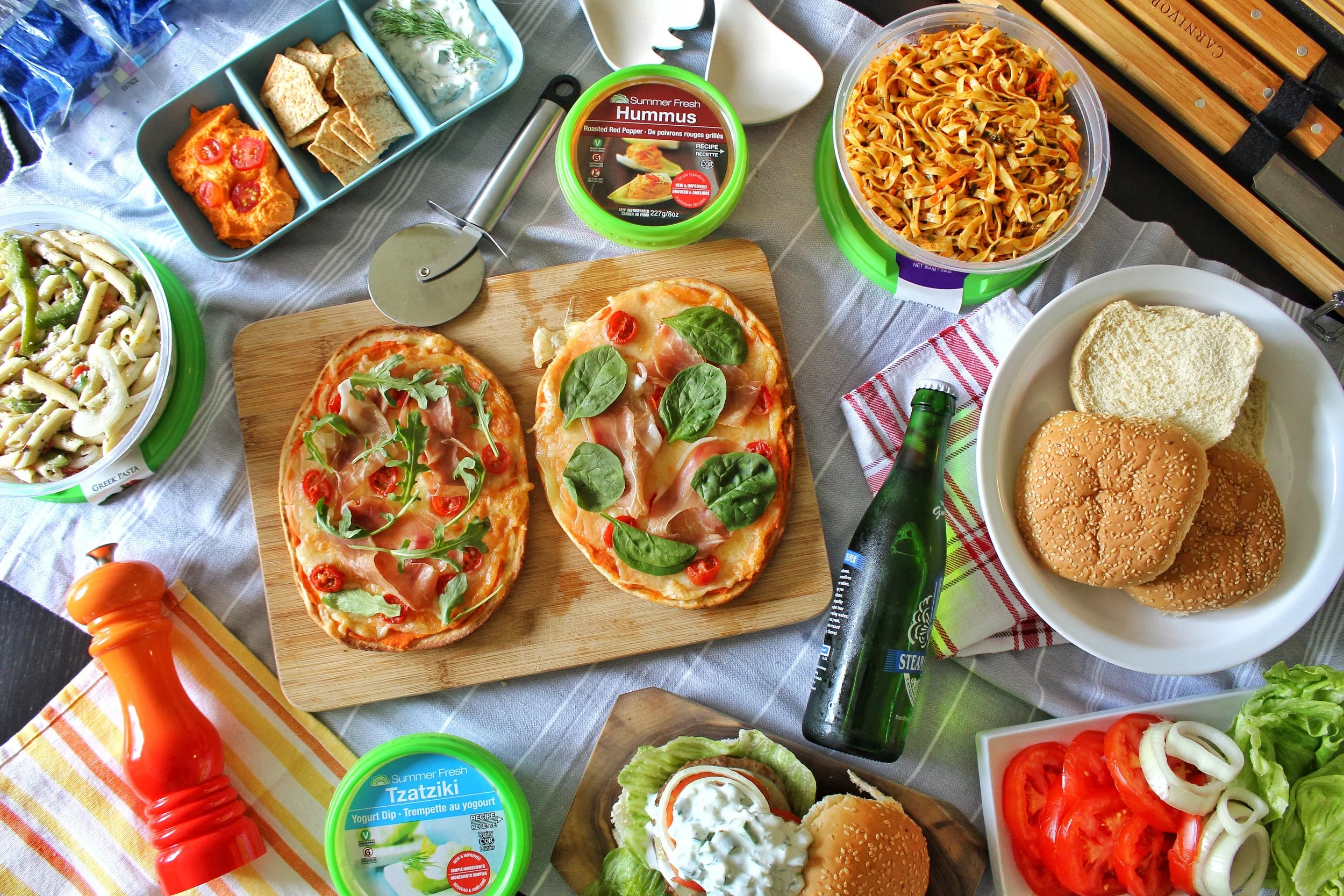 Summer Fresh Perfect Pairings - Greek Burger & BBQ Pizza on Naan Recipe