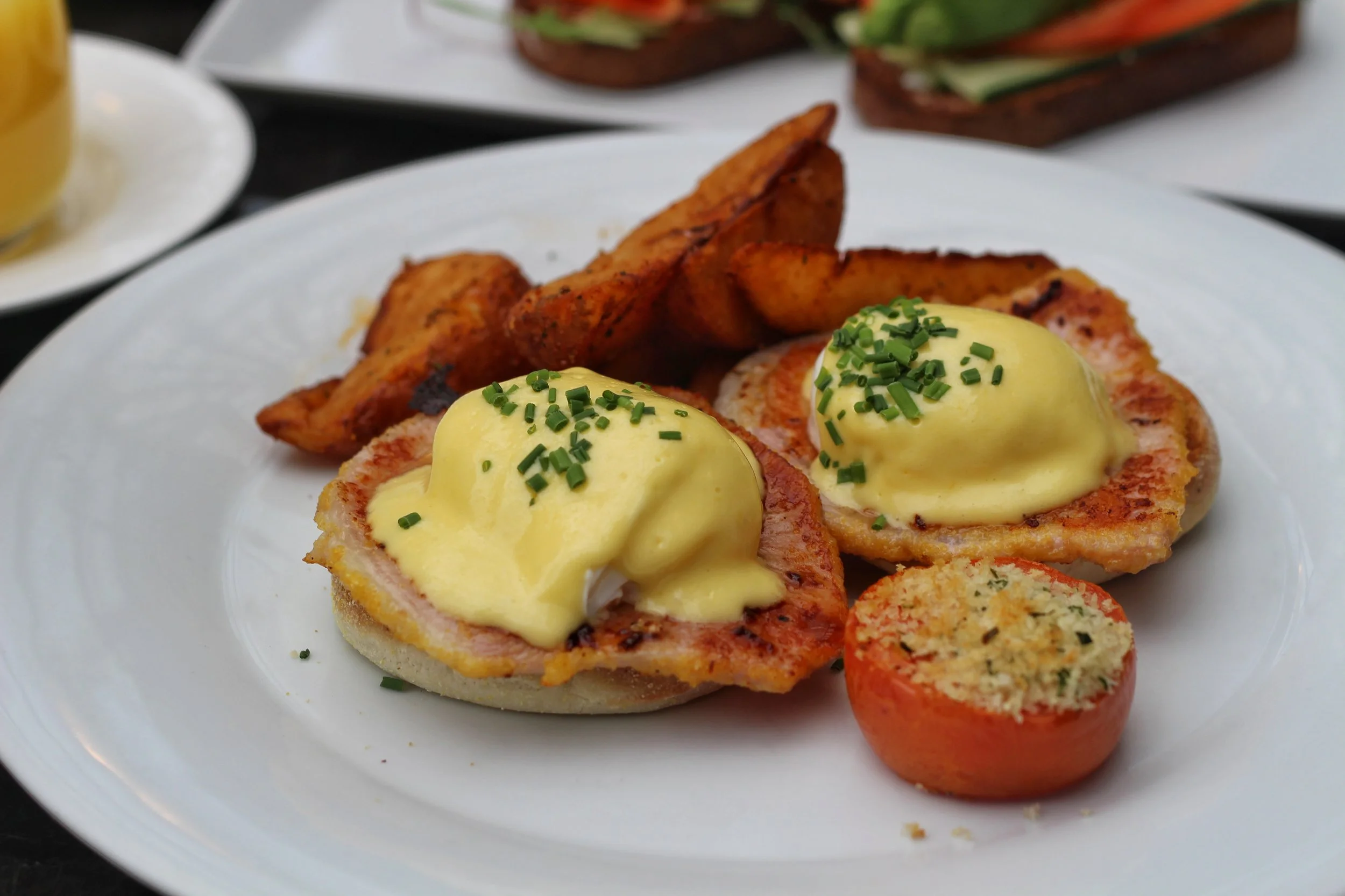 Eggs Benedict - english muffin, peameal bacon, breakfast potatoes