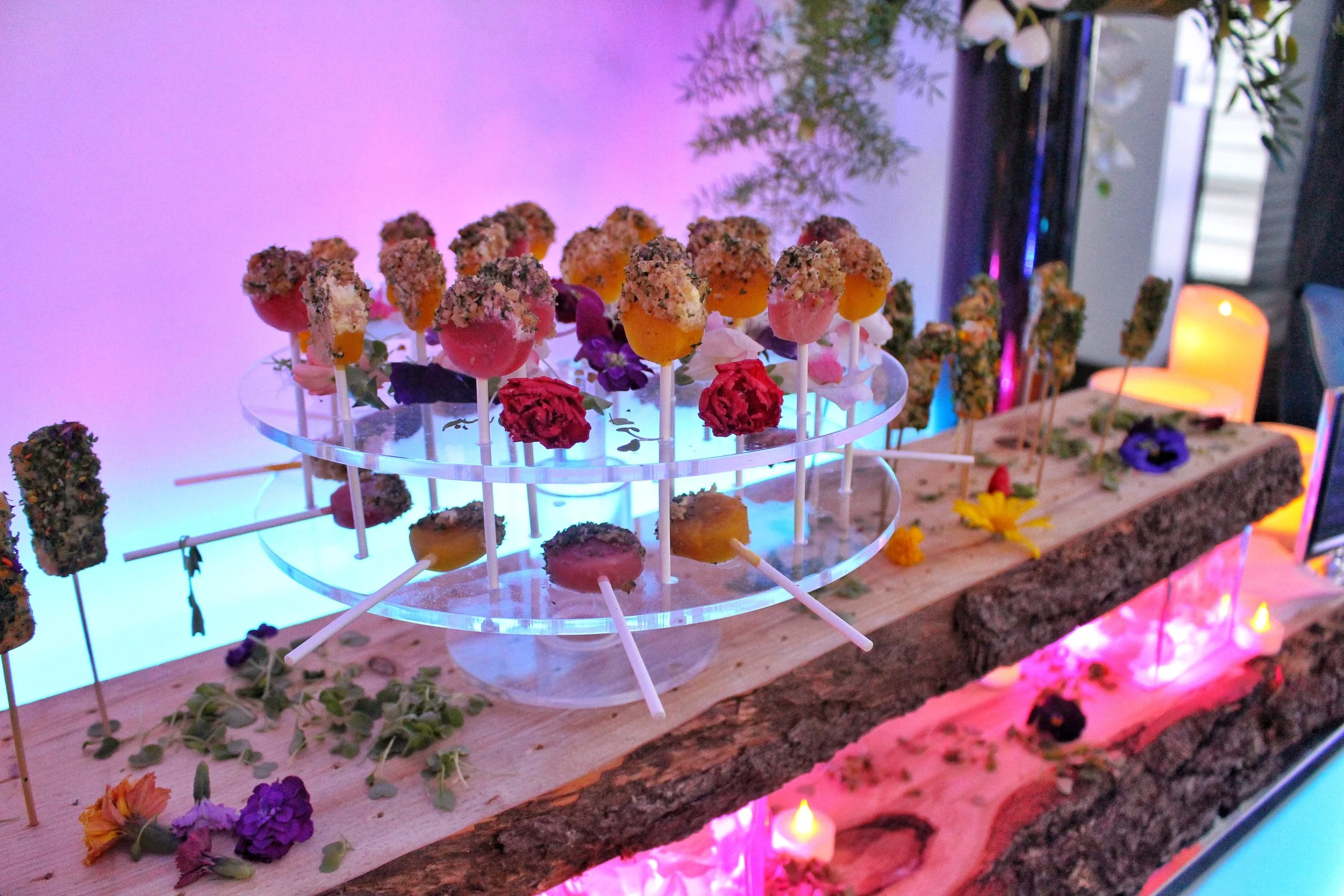 Candy Stripped Beet Lollipops with Walnut Crust
