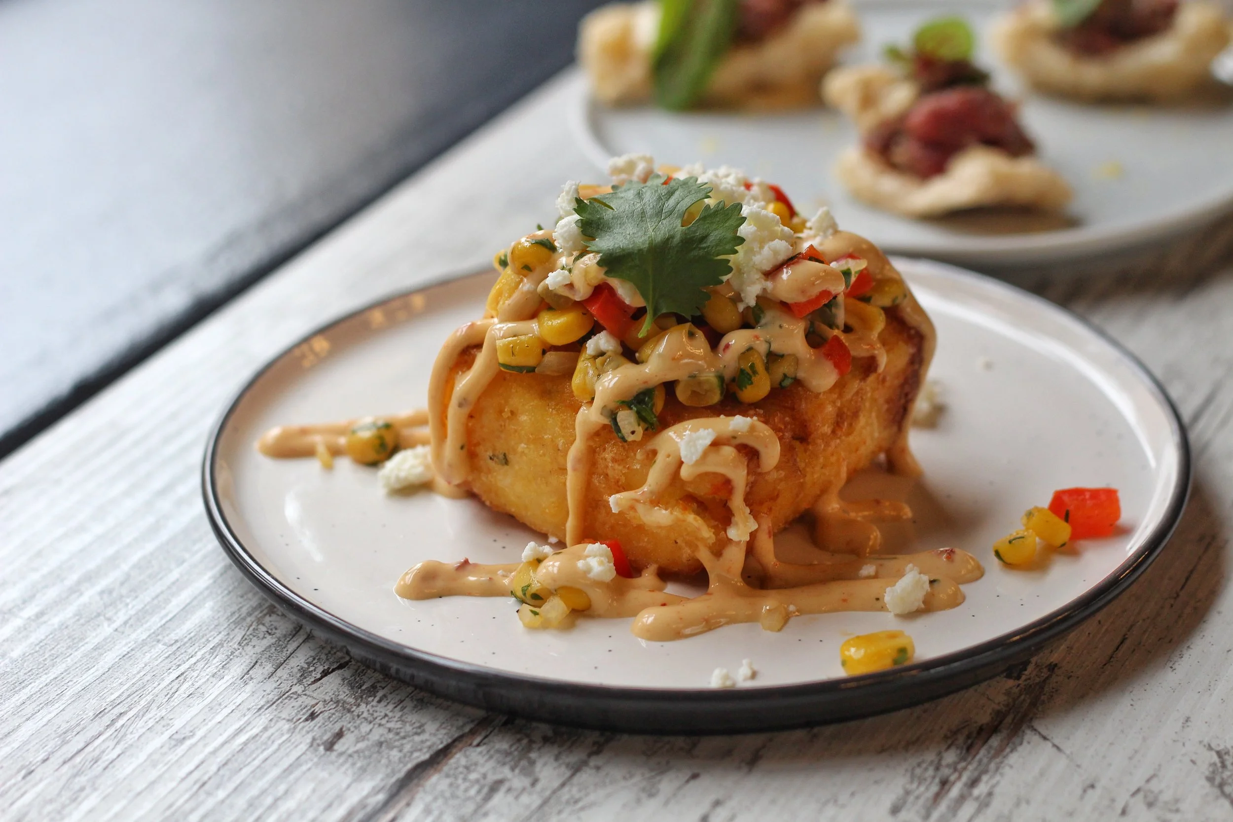 Street Corn – crispy polenta, corn salad, goat cheese, chipotle aioli