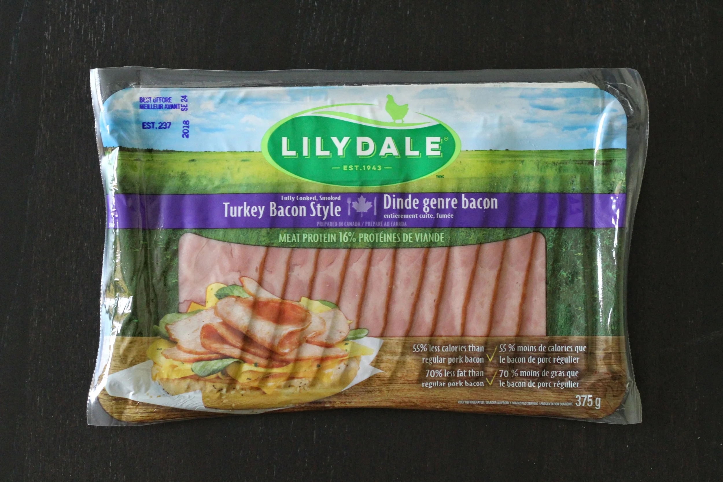 Lilydale Turkey Bacon - 70% less fat and 55% less calories than regular pork bacon.