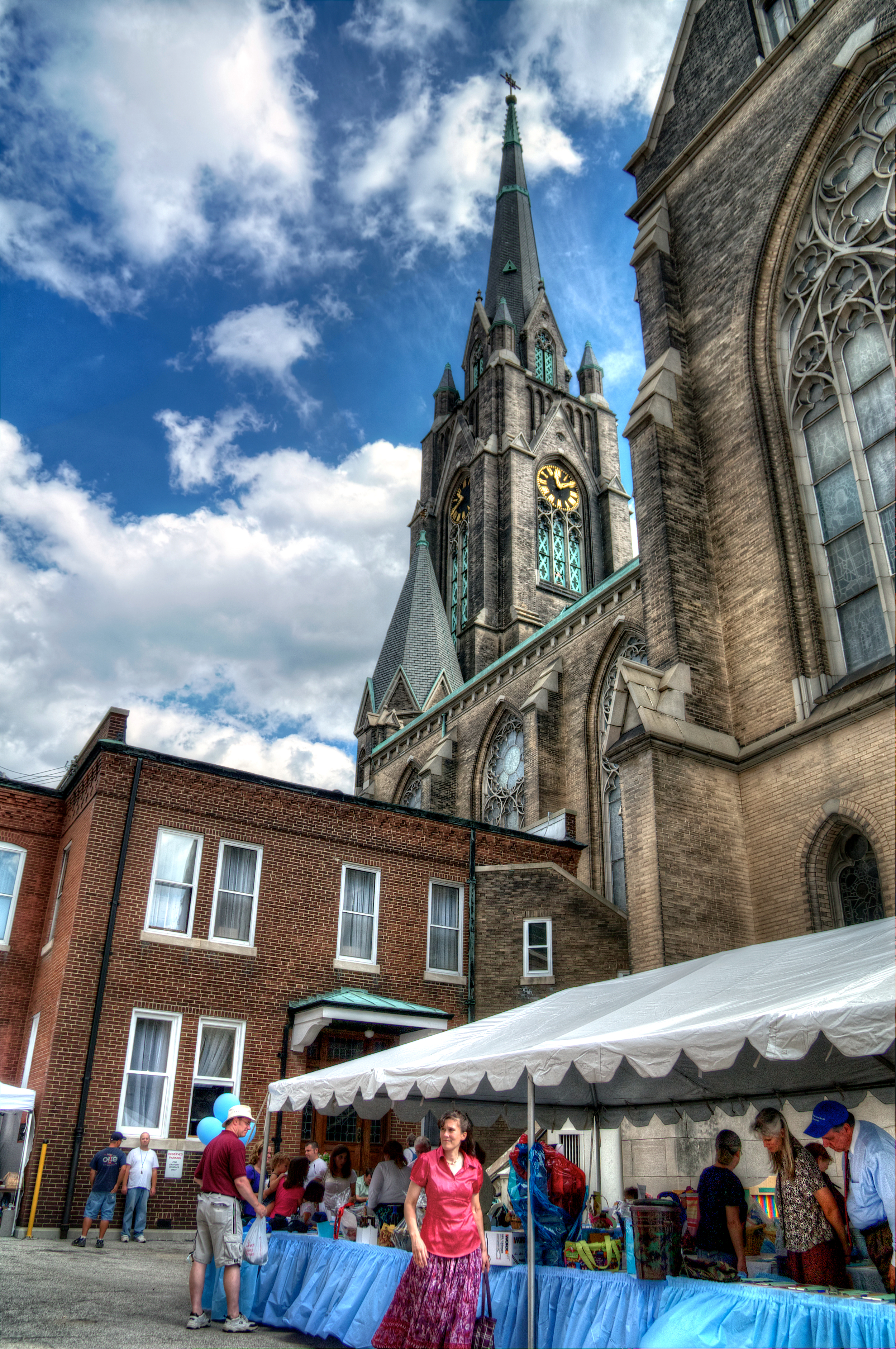 Clock faces were added to the steeple following the 1917 anniversary celebration.