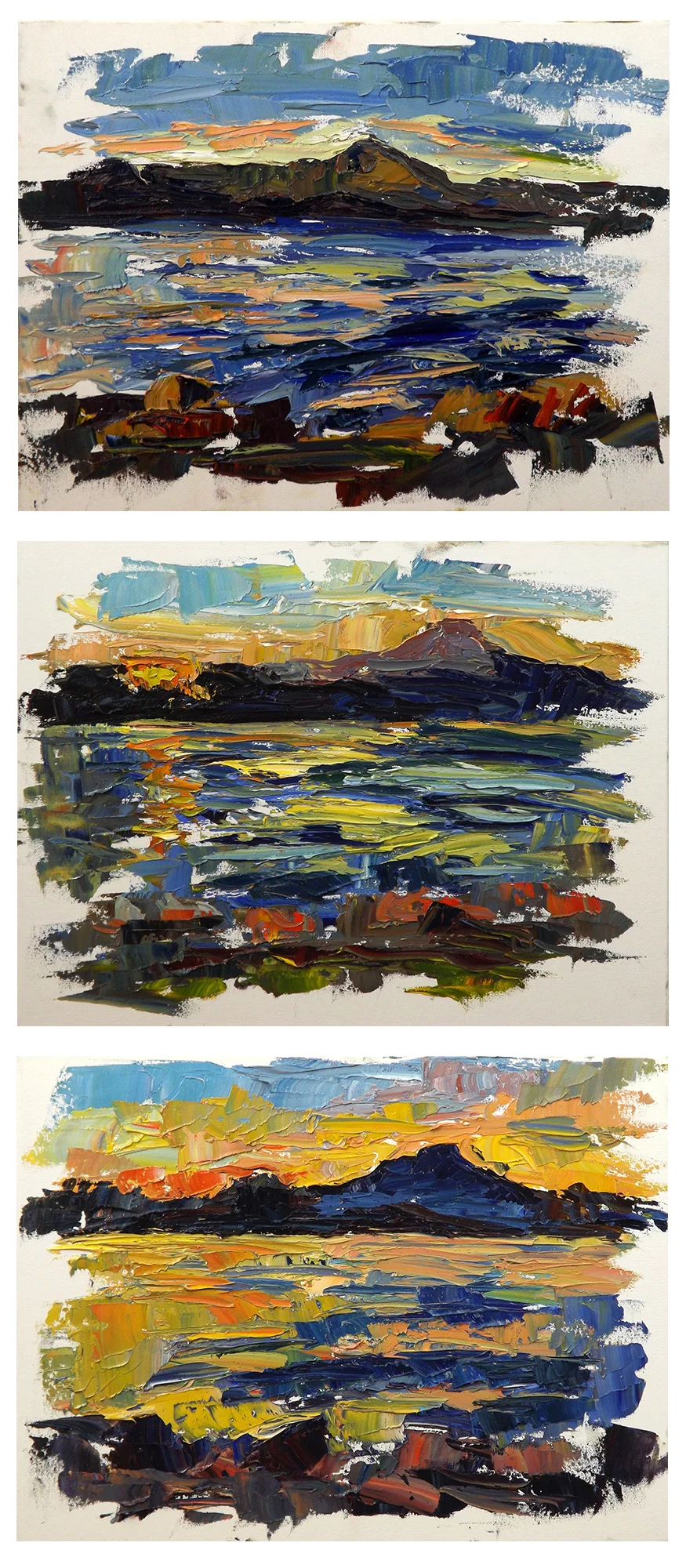 SOLD Sunset Transitions Triptych 24x50