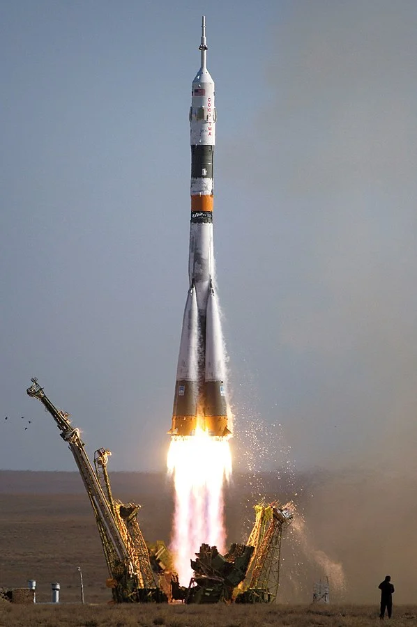 Soyuz rocket ship via Wikipedia. Photo by NASA/Bill Ingalls