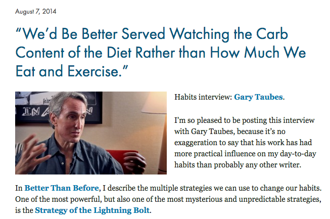 Screenshot from an interview with Taubes on gretchinrubin.com
