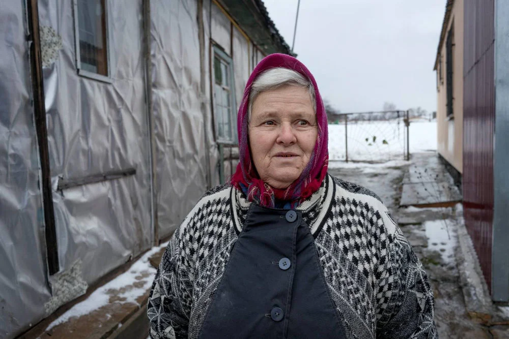 Retired woman in Bobritsya, Ukraine.