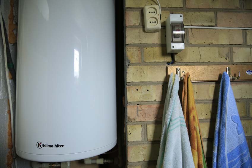 Hot water heater in cold home.