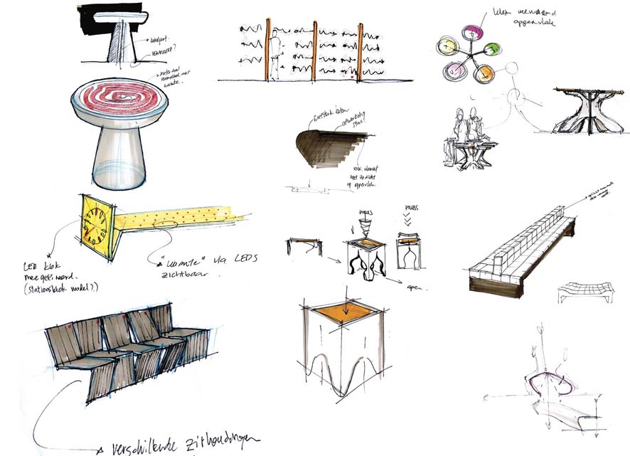 Innovative ideas for heated furniture! Graphics: S. Veldhuisen, qenep architecture and product design 