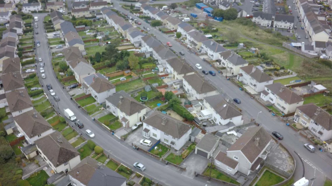 Homes in a neighbourhood of Merthyr Tydfil, Wales.