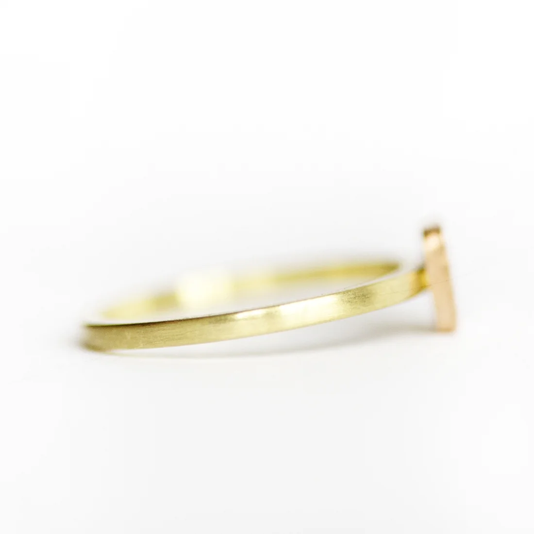 modern minimal mixed metal satin 14k green gold 14k red rose pink gold green diamond wedding band stacking ring custom jewelry handmade Minneapolis recycled metal alternative wedding minnesota jeweler
