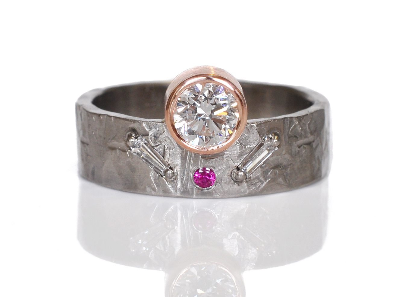 This unique beauty was created with the stones from Cynthia’s mother’s ring. The original ring was a classic vintage piece, scroll down to see, but Cynthia wanted something more funky to fit her style. I love giving new life to old jewels. Don’t let your diamonds go to waste in your jewelry box ;)