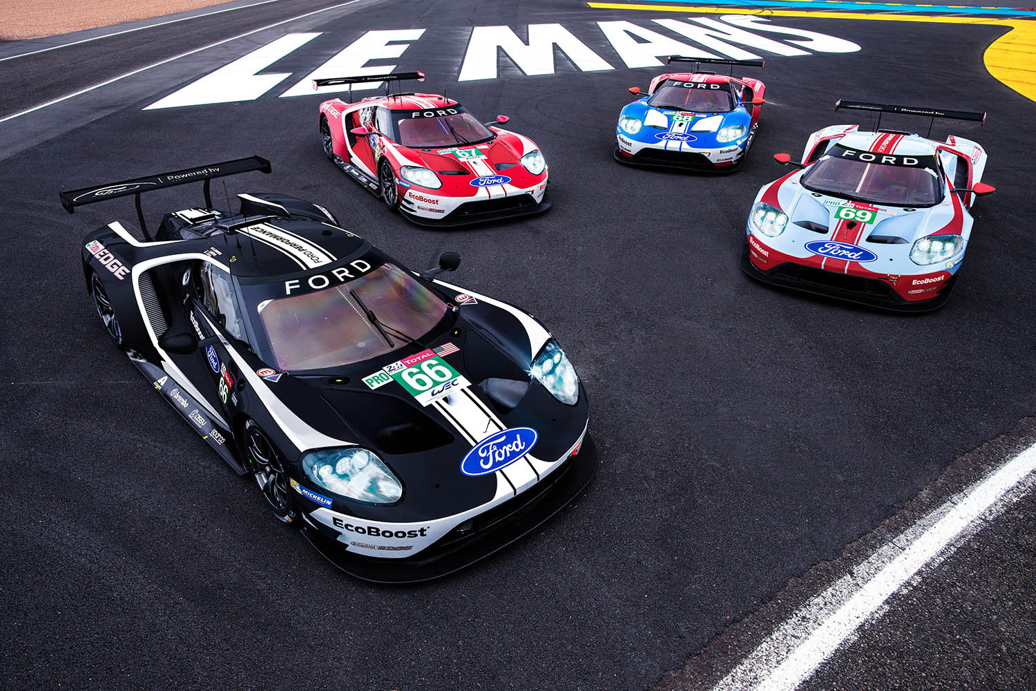 Four GTs together at Le Mans.jpg