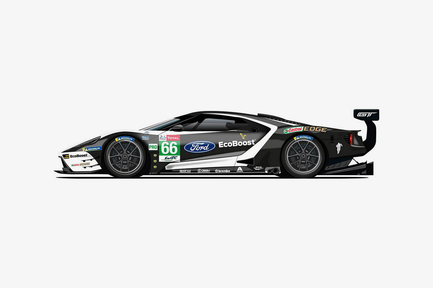 The 66 Ford GT has a black livery that echoes Le Mans in 1966.jpg