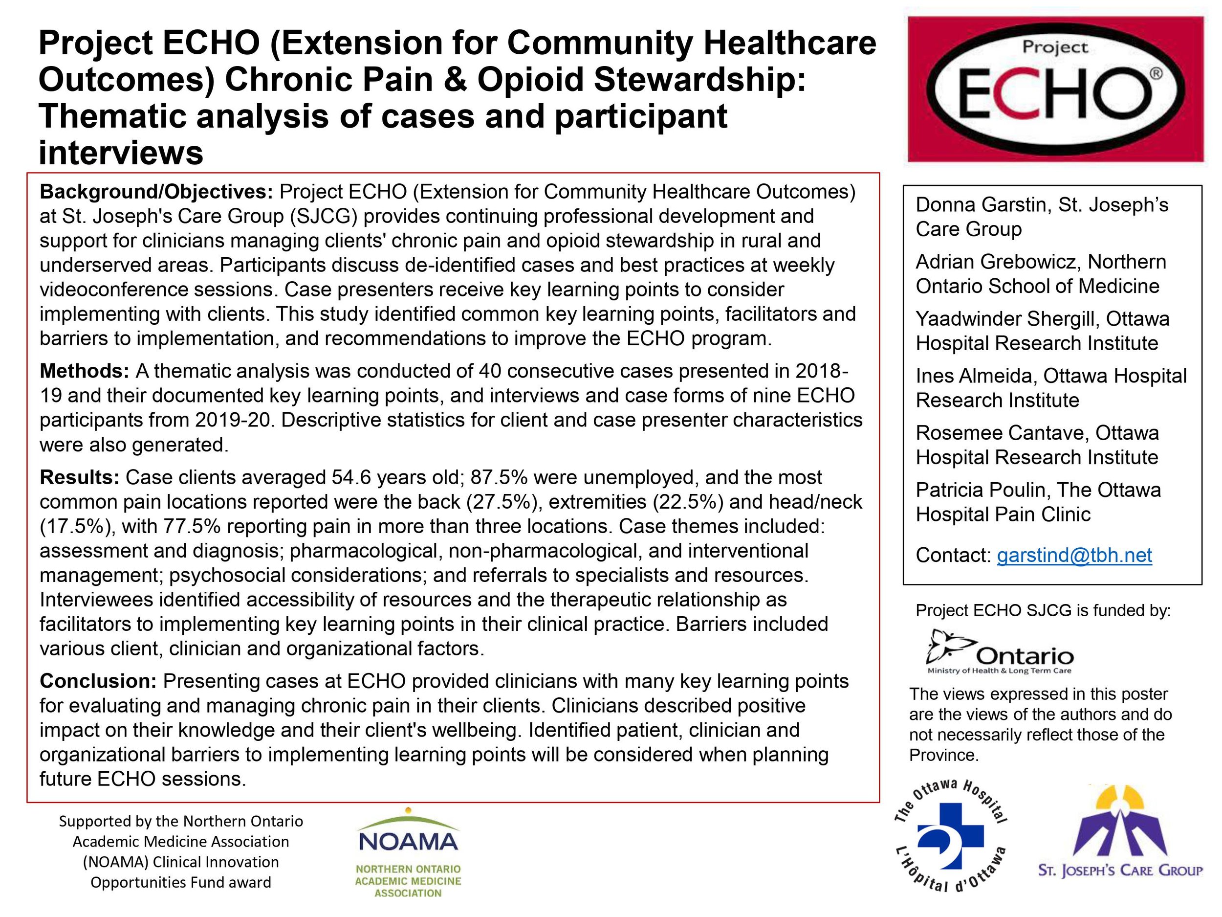 #1 Project ECHO (Extension for Community Healthcare Outcomes) chronic pain &amp; opioid stewardship: Thematic analysis of cases and participant interviews