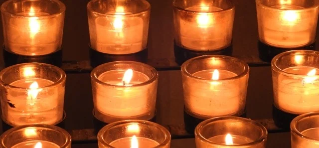 Lighting candles at the Cathedral