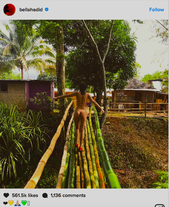 The ultimate optical illusion: Bella Hadid's Nude Swimsuit in Jamaica