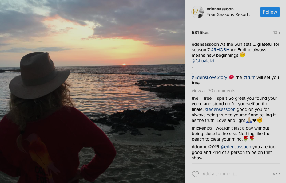 After an explosive Finale on RHOBH, Eden Sassoon Escapes for a Hawaiian holiday