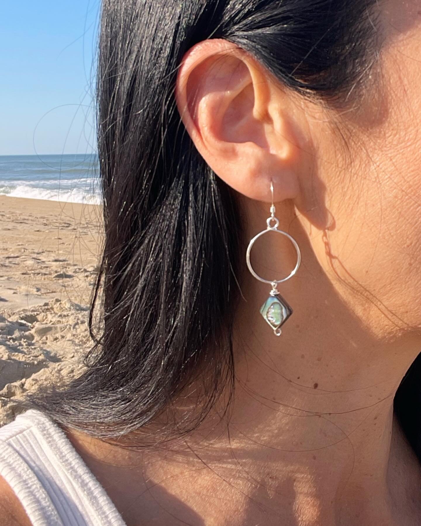 Beach vibes from the Outer Banks! New abalone earrings just listed.