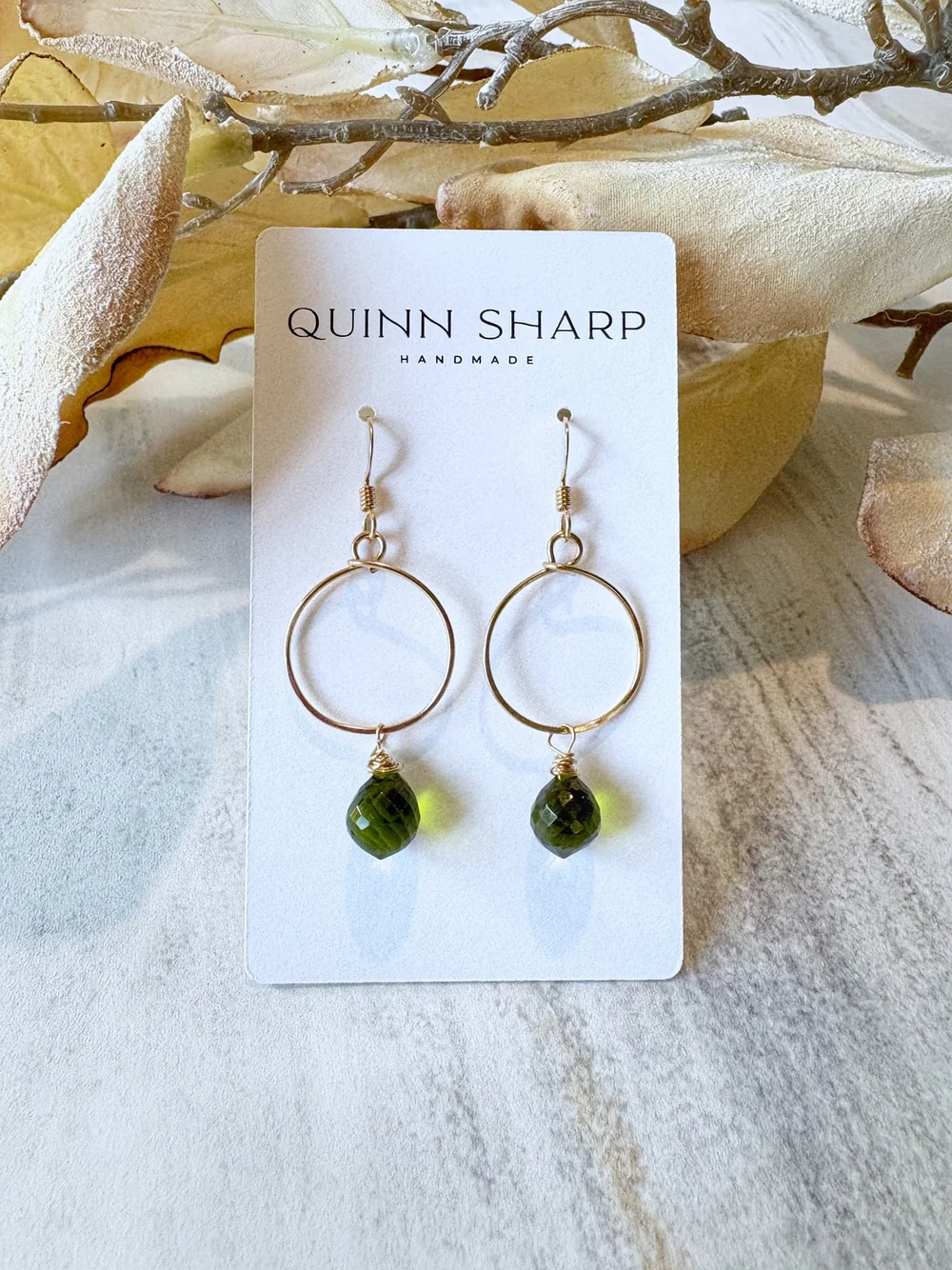 Small Circle Hoop Green Peridot — Quinn Sharp Jewelry Designs