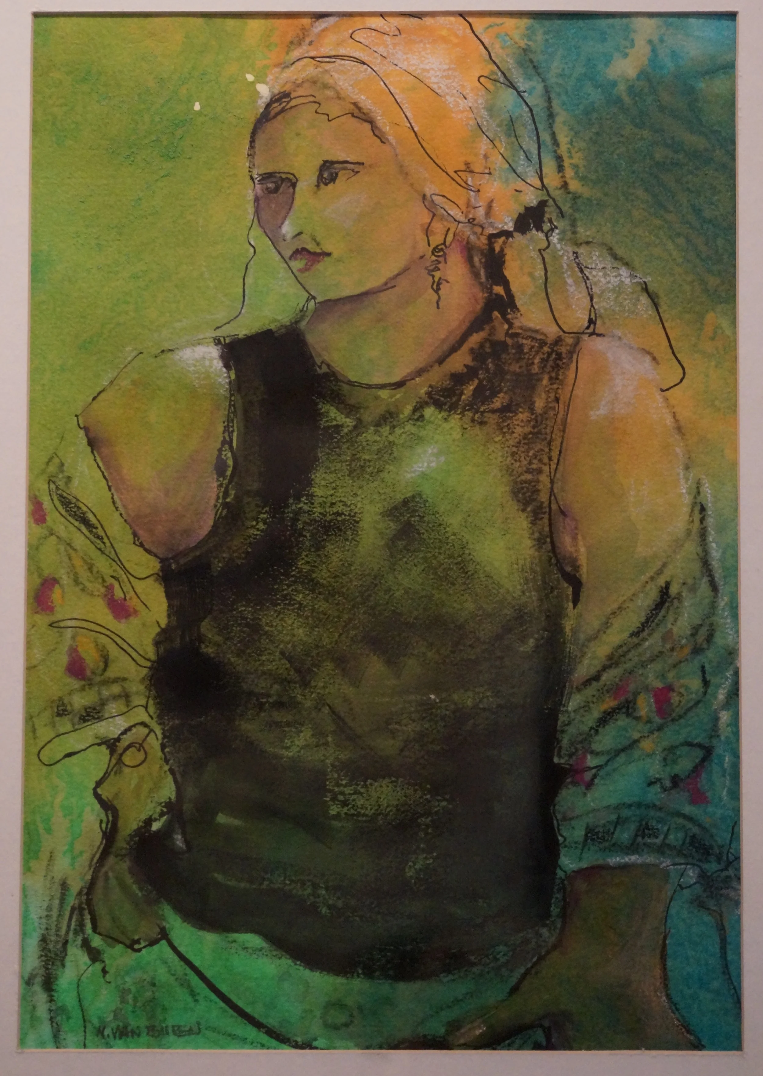 Carmen & Shawl - Mixed Media - 19x25 - $700