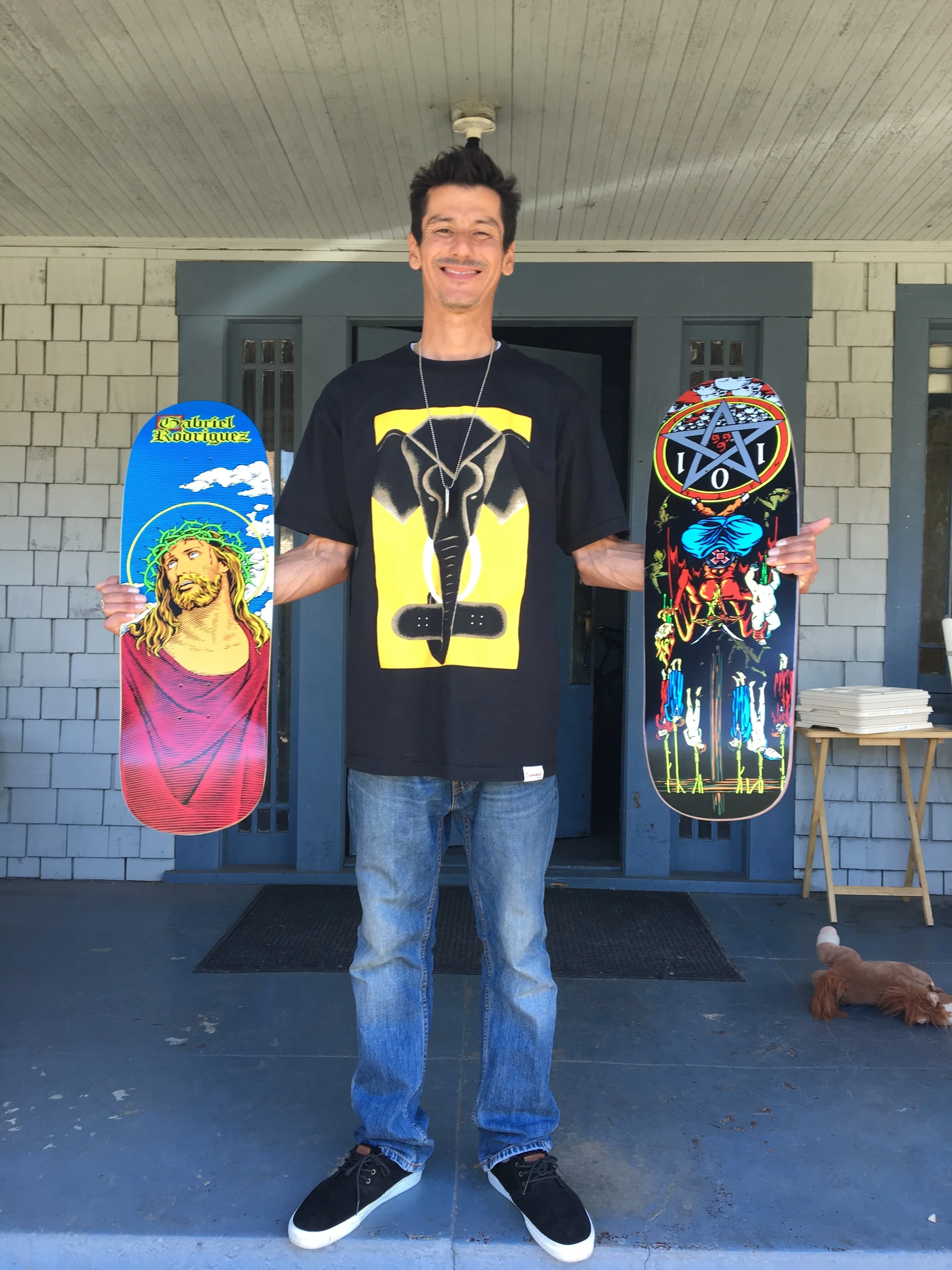 Gabriel Rodriguez 101 skateboards reissue jesus and Natas Devil Worship hand screened 